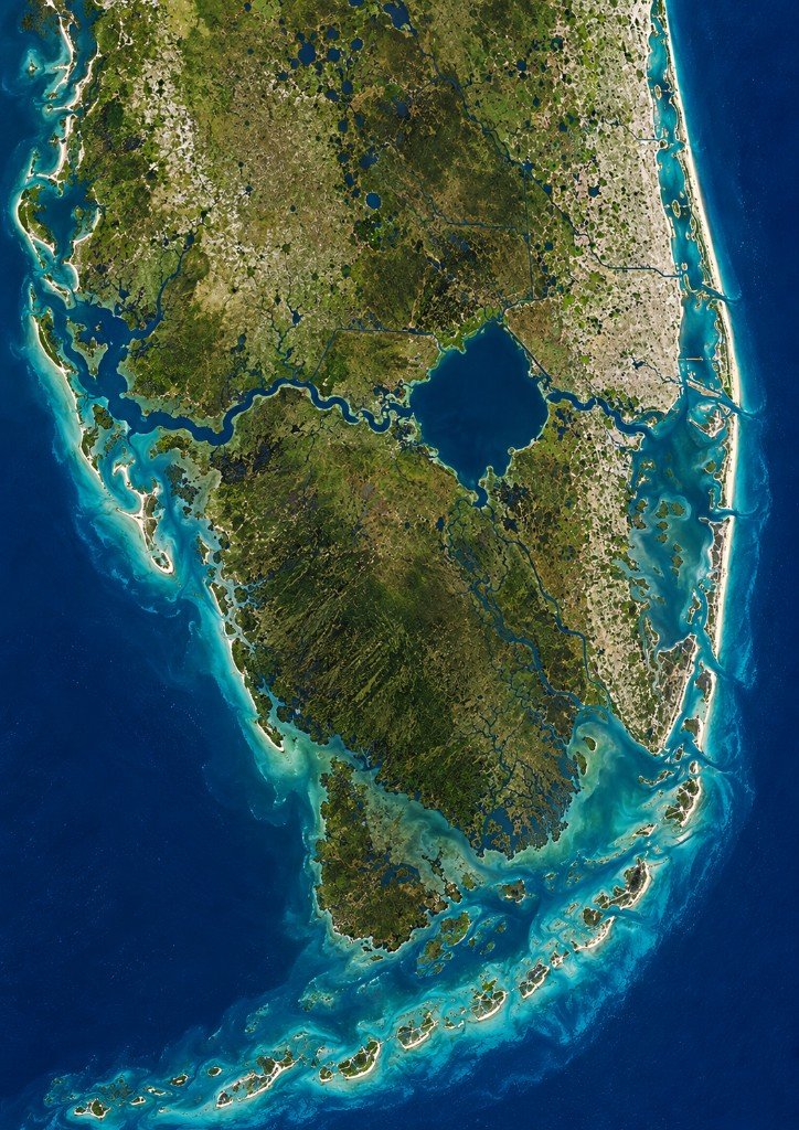 Central South Florida map in Marauder's Sea: peninsula, Lake Okeechobee, and the Keys