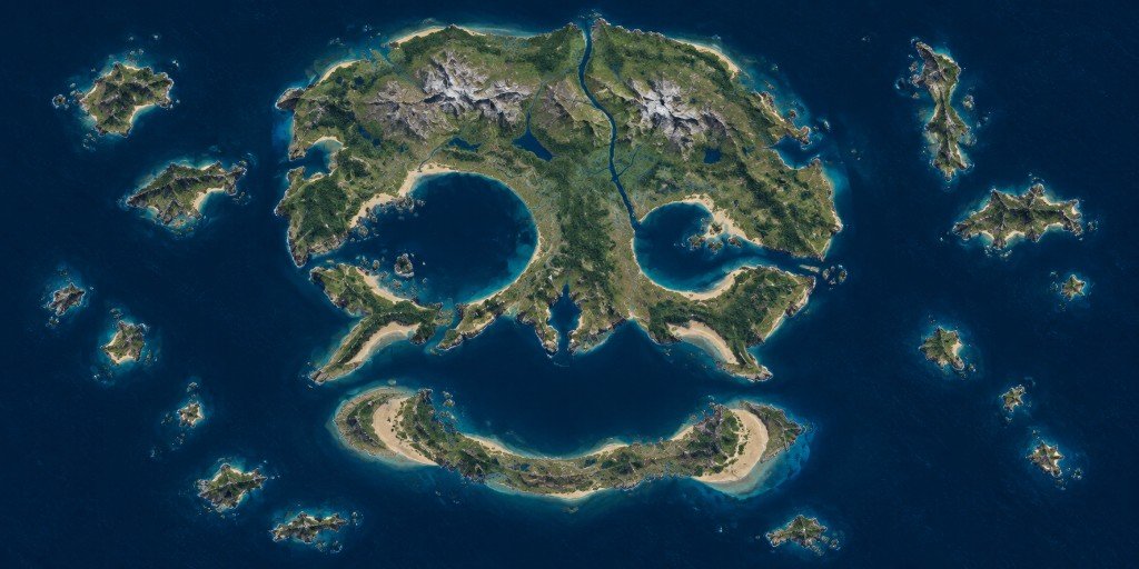 Skull Island map in Marauder's Sea: an archipelago laid out like a human skull with lagoon eye sockets